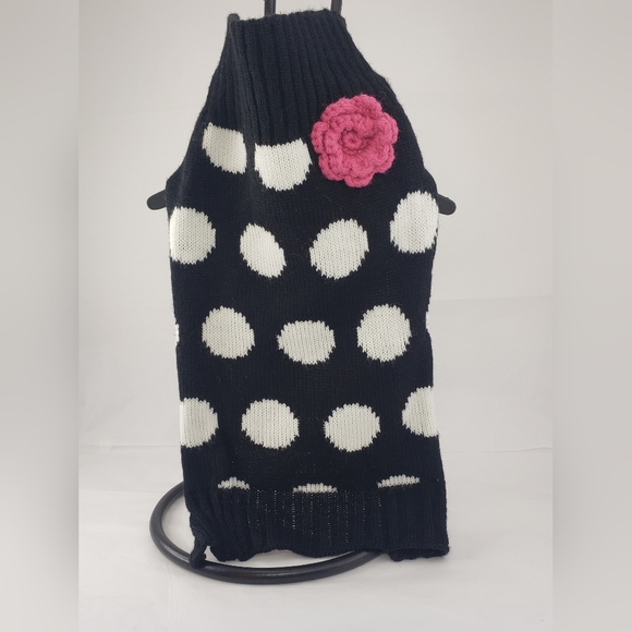 Dog Sweater Black & White Polka Dot by Smoochie Pooch Size S - Picture 1 of 4